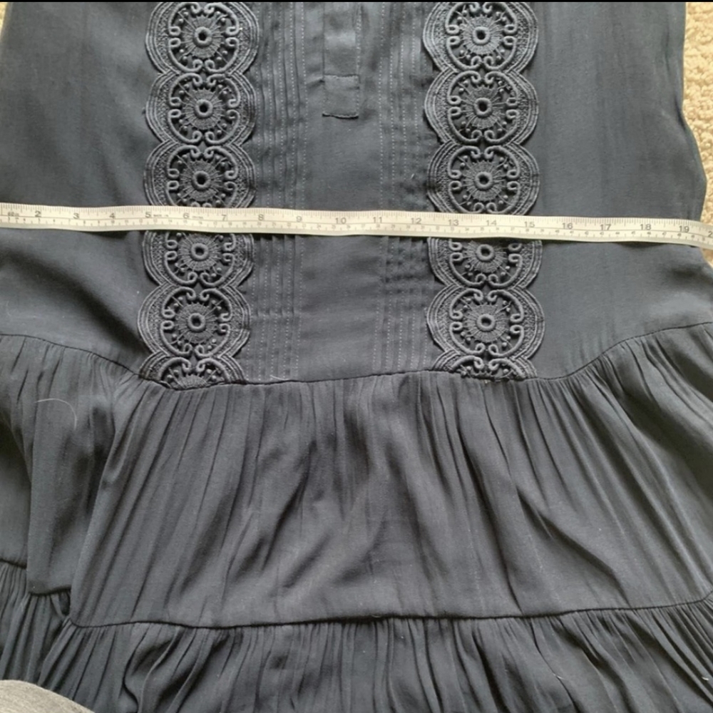 Loft Ruffle and Lace Navy Dress - Picture 9 of 9